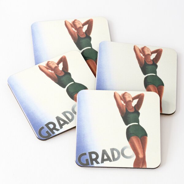 Vintage Italian Flag Italy Thin Cork Coaster Set of 4 