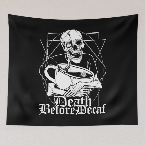 Item preview, Death Before Decaf: Death and a big coffee cup designed and sold by vonKowen.