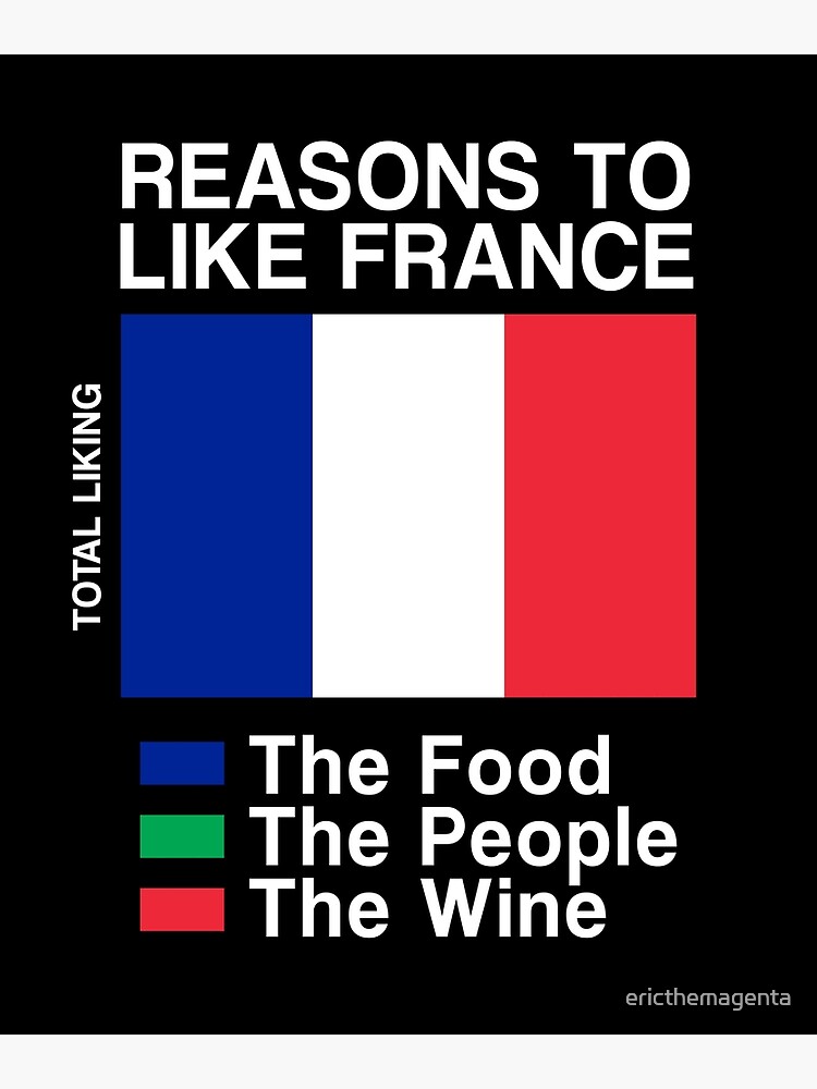 reasons to like france funny bar graph chart poster for sale by