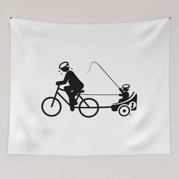 Item preview, STRAMPELNDER PAPA PULLS CHILD IN BIKE TRAIL, BY SUBGIRL designed and sold by SUBGIRL.