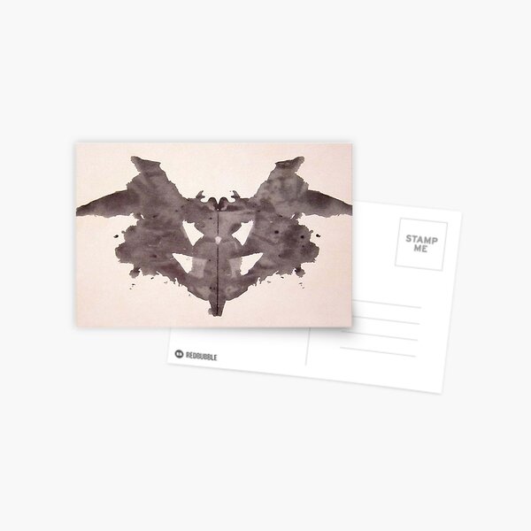 Psychology, Inkblot, first blot, Rorschach, inkblot test. Postcard