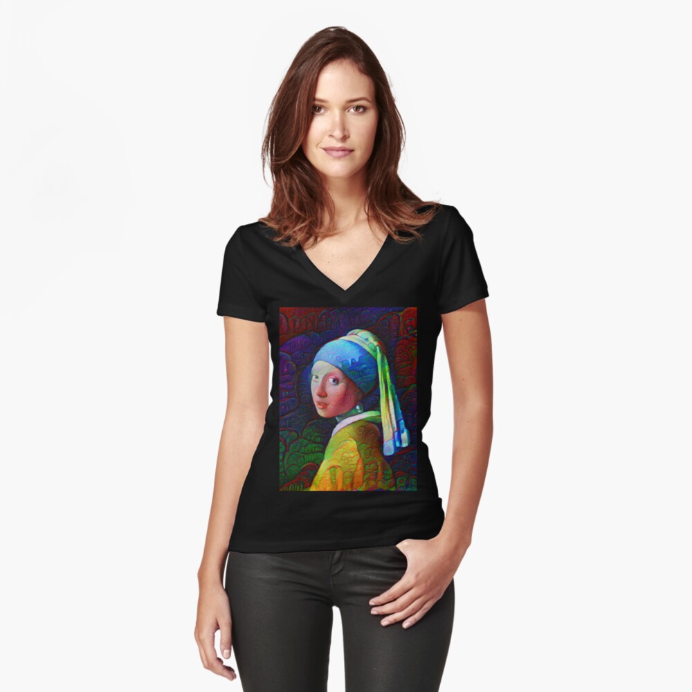 Item preview, Fitted V-Neck T-Shirt designed and sold by blackhalt.