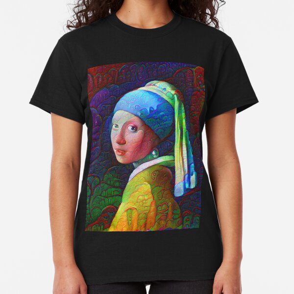 DeepDreamed "Girl with a Pearl Earring" Classic T-Shirt