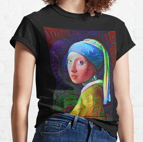 DeepDreamed "Girl with a Pearl Earring" Classic T-Shirt