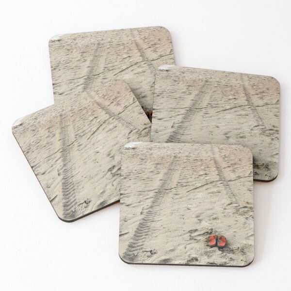 Item preview, Footprints, Tire Tracks and Shoes on the Beach designed and sold by Carolyn Ricks.