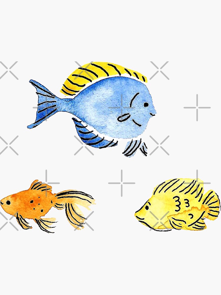 Hand Painted Watercolor Fish Stickers by annieparsons