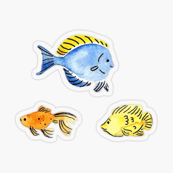 Hand Painted Watercolor Fish Stickers Transparent Sticker