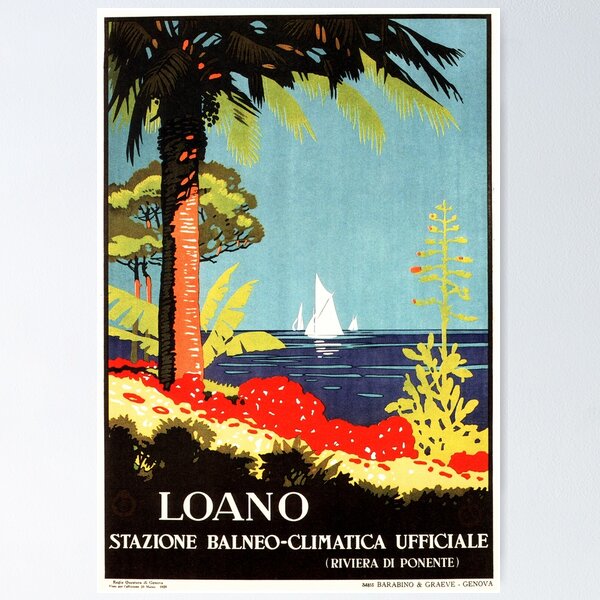 Item preview, LOANO ITALY Liguria Seaside Tourism Advertisement Vintage Italian Travel designed and sold by retroposters.