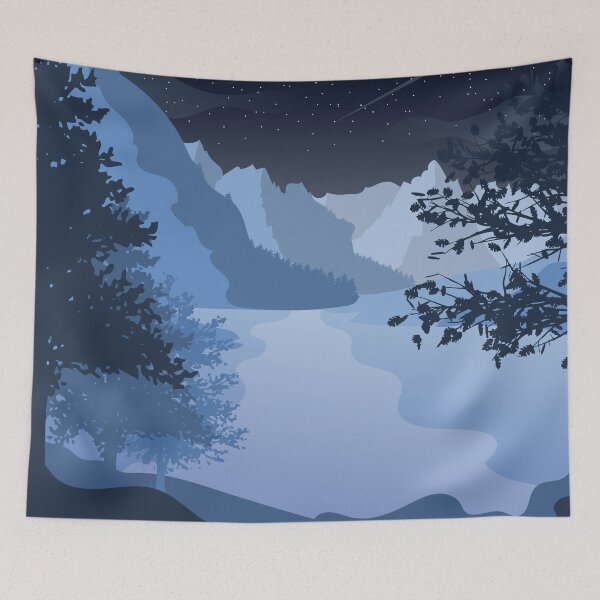 Item preview, 2D  Night Winter Landscape designed and sold by Bluecherryuk.
