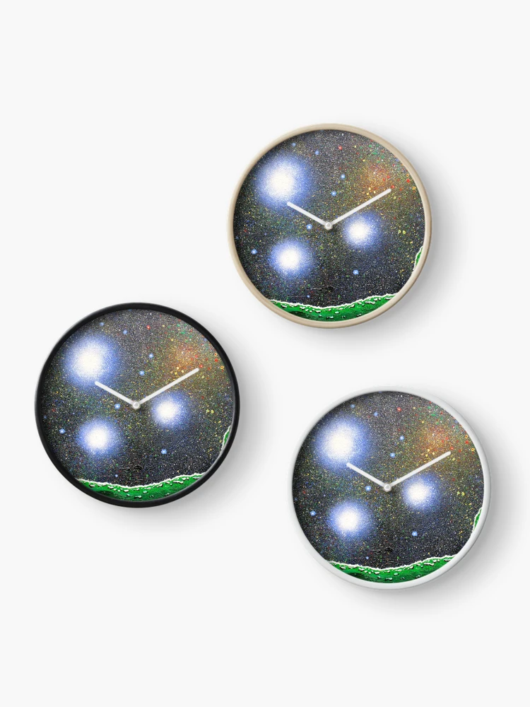 Thumbnail 3 of 4, Clock, Three Stars. designed and sold by InfinitePathArt.