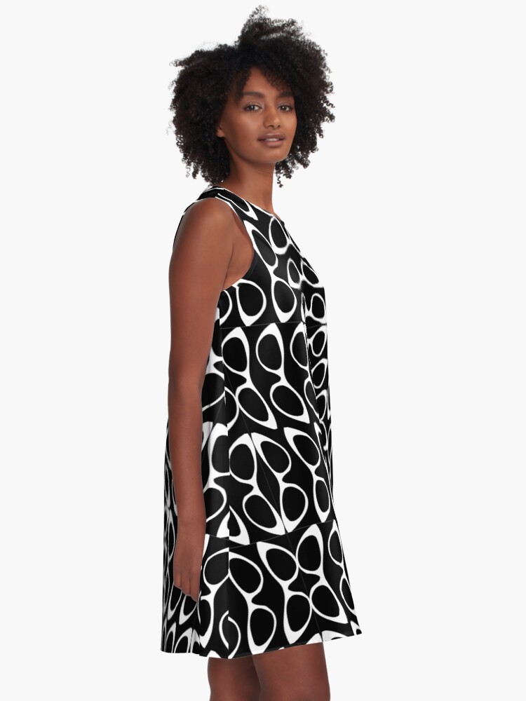 Alternate view of Crazy Sassy Cool Cat Eyes Black & White A-Line Dress
