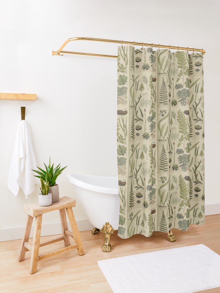 Alternate view of Ferns And Lichen Shower Curtain