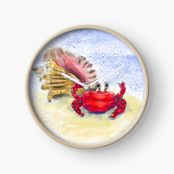 Art lunatique de plage de crabe et de coquillage Horloge