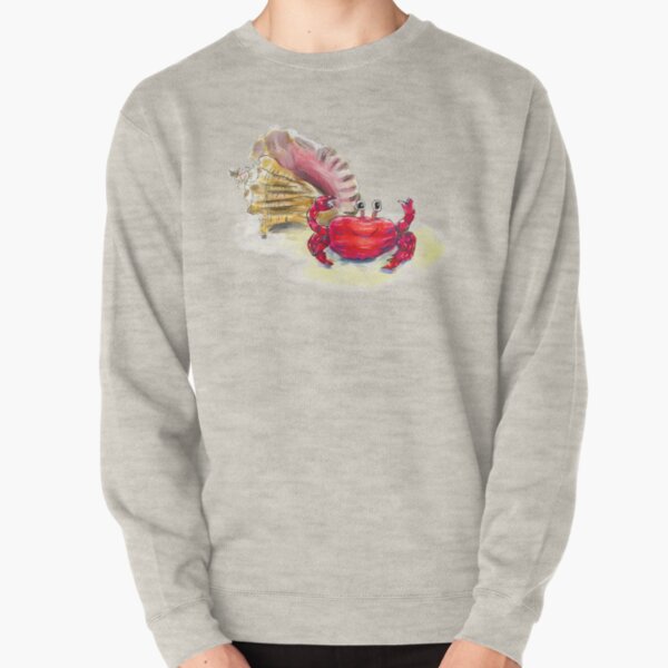 Whimsical Crab and Seashell Beach Art Pullover Sweatshirt