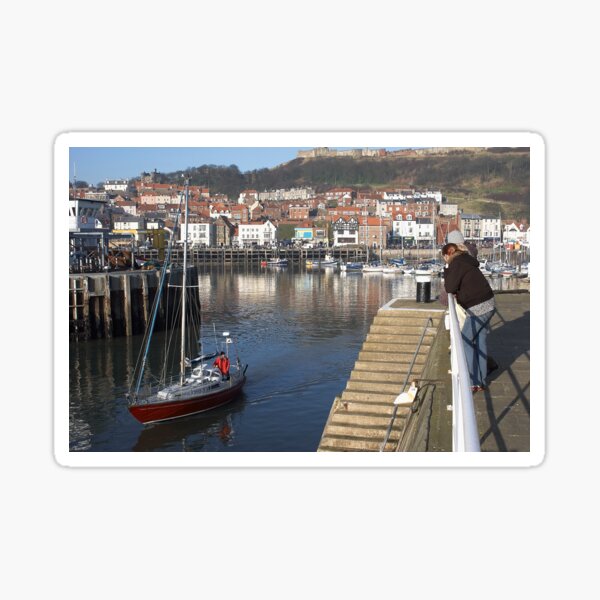 The Ayesha leaves harbour, Scarborough, UK Sticker
