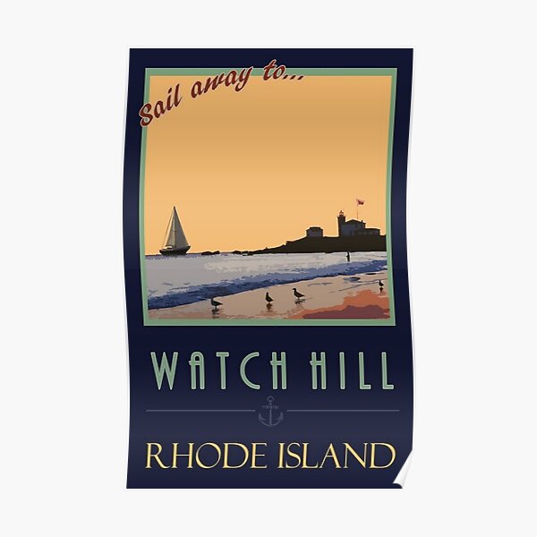 Vintage Watch Hill, Rhode Island Lithograph Poster Wall Art Poster