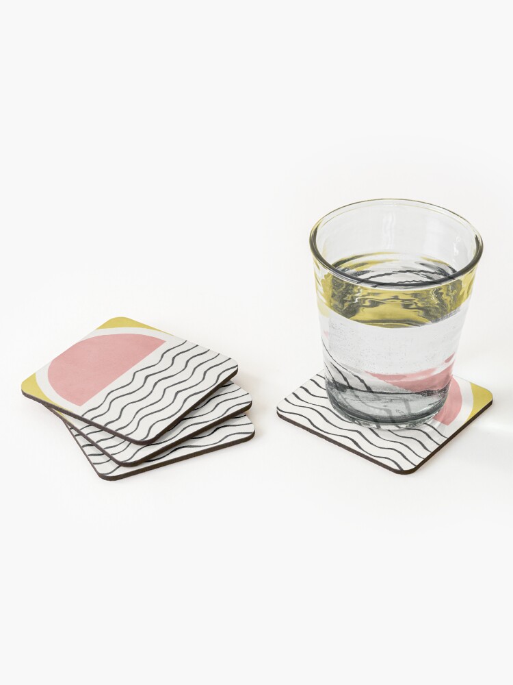 Thumbnail 2 of 5, Coasters (Set of 4), Sunset, Abstract, Mid century modern kids wall art, Nursery room designed and sold by juliaemelian.