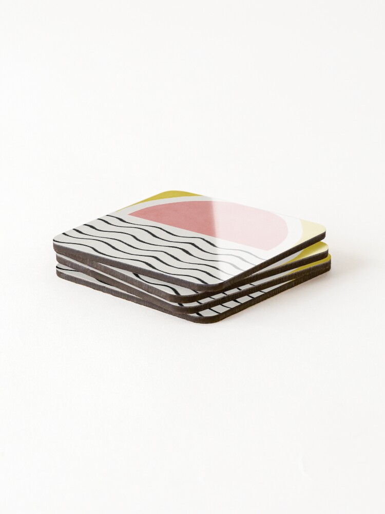 Thumbnail 4 of 5, Coasters (Set of 4), Sunset, Abstract, Mid century modern kids wall art, Nursery room designed and sold by juliaemelian.