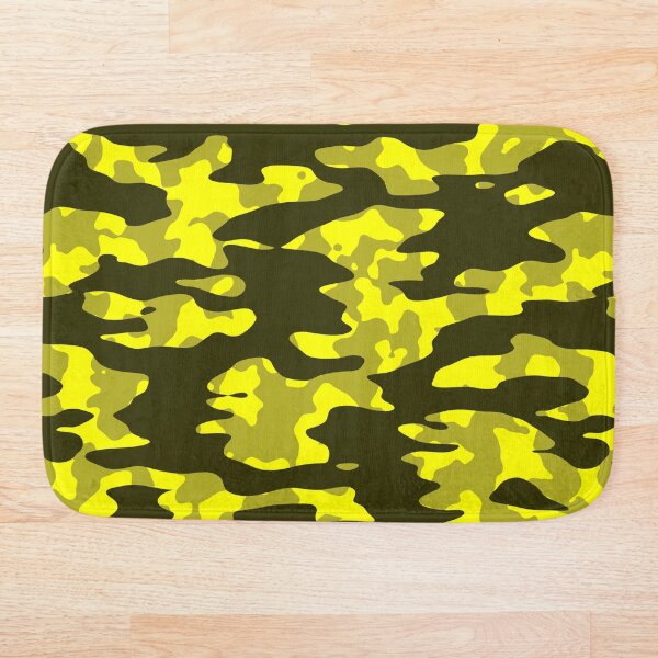 Yellow & Black Camouflage Bath Mat