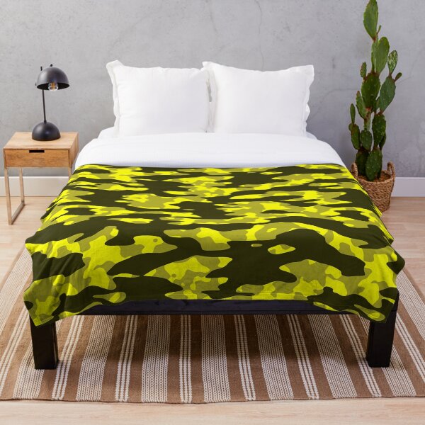 Yellow & Black Camouflage Throw Blanket