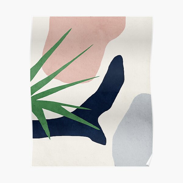 Abstract, Plant, Mid century modern wall art Poster