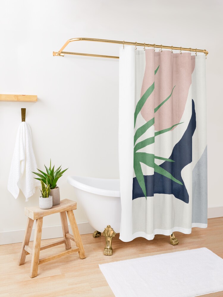 "Abstract, Plant, Mid century modern wall art" Shower Curtain by