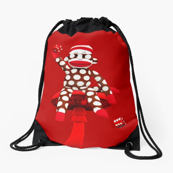 POKA DOT-SOCK MONKEY TROWING DICE-PILLOWS-JOURNAL-TOTE BAG-MUG-BOOKS-TEE SHIRT-ECT.. Drawstring Bag