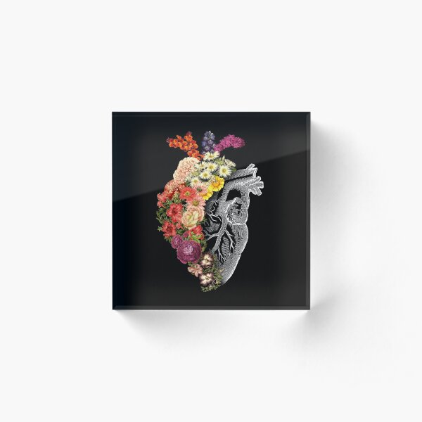 Flower Heart Spring Acrylic Block