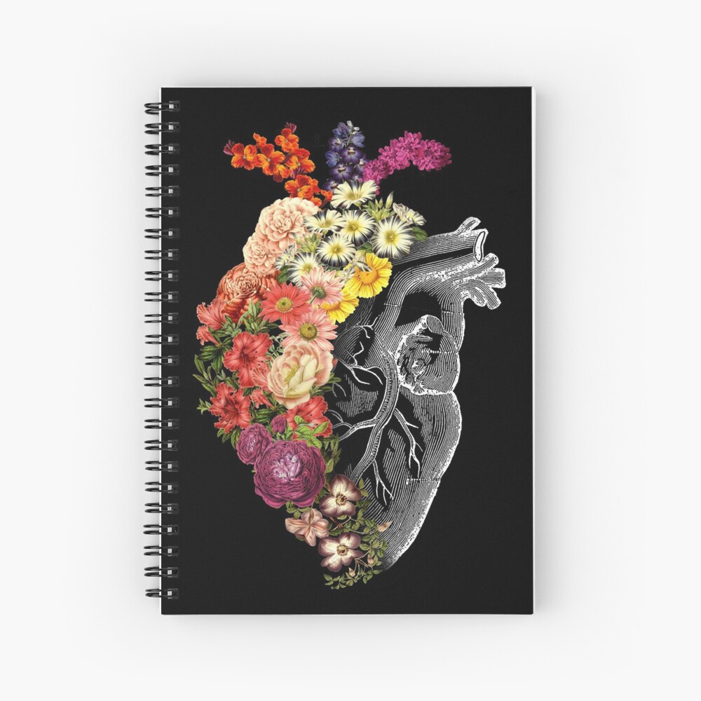 Flower Heart Spring Spiral Notebook