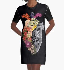 Flower Heart Spring Graphic T-Shirt Dress