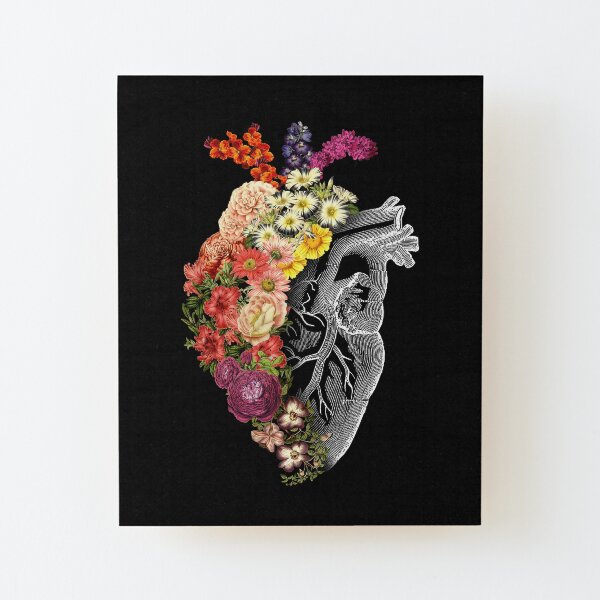 Flower Heart Spring Wood Mounted Print