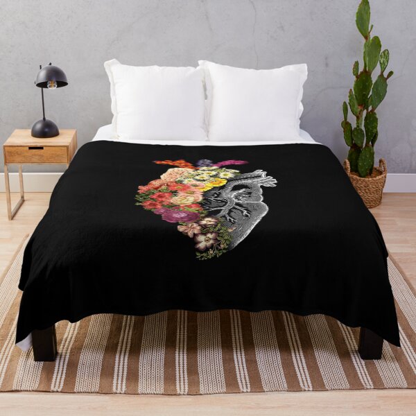 Flower Heart Spring Throw Blanket