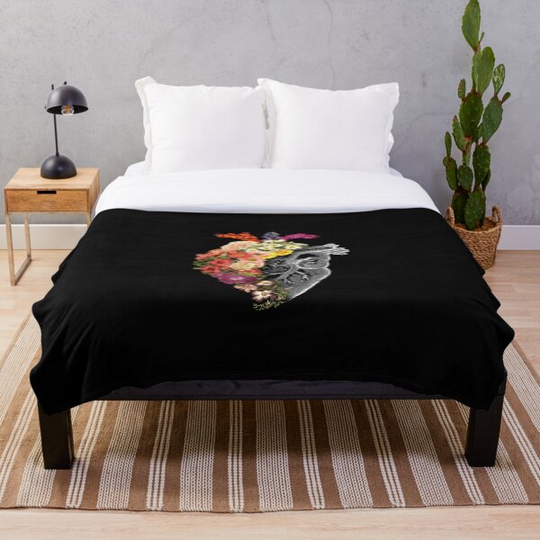 Flower Heart Spring Throw Blanket