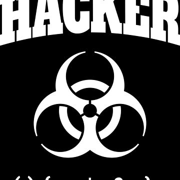 Artwork thumbnail, Computer Hacker T-Shirt - White Biohazard Sign & Bash Fork Bomb by geeksta
