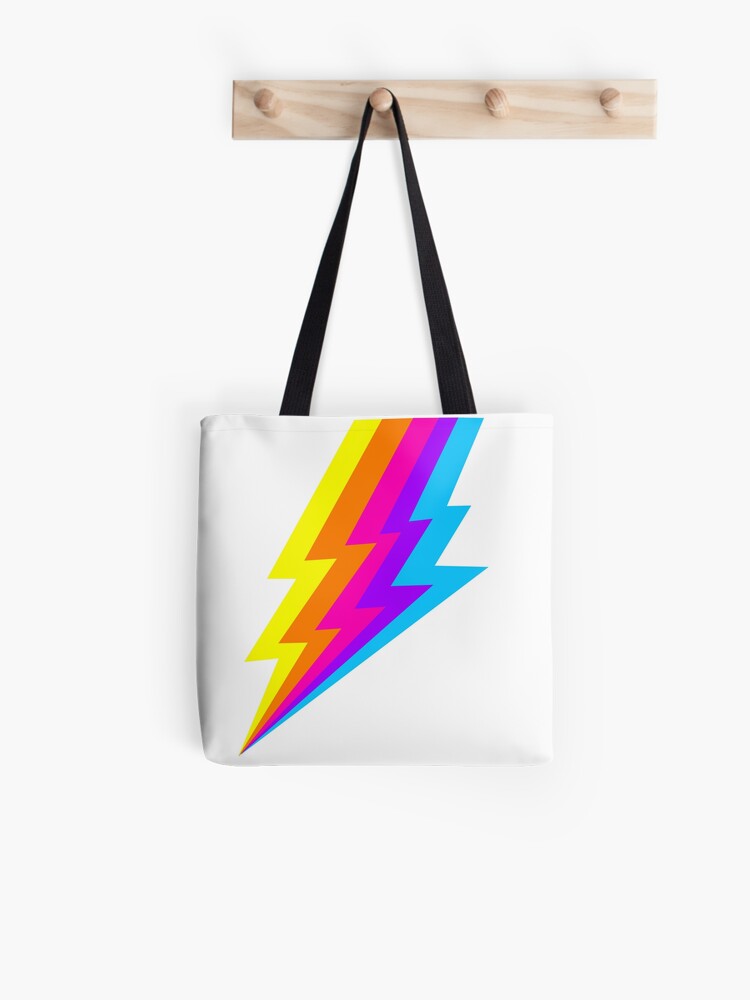 Neon Rainbow Lightning Bolt Tote Bag By Dddesignsnj Redbubble