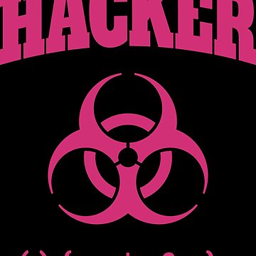 Artwork thumbnail, Computer Hacker T-Shirt - Pink Biohazard Sign & Bash Fork Bomb by geeksta