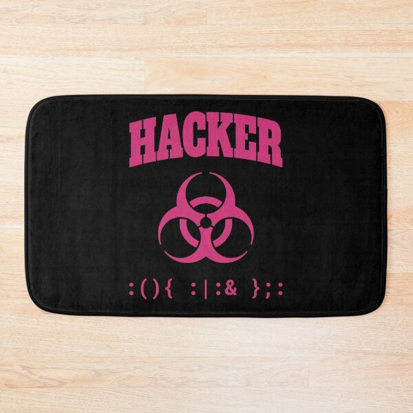 Item preview, Computer Hacker T-Shirt - Pink Biohazard Sign & Bash Fork Bomb designed and sold by geeksta.