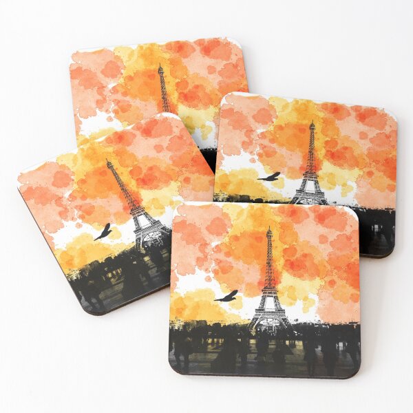 Aperçu de l'œuvre Aquarelle Paris orange créée et vendue par Nora Gad.