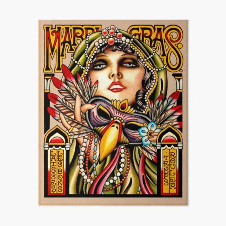 MARDI GRAS; Vintage New Orleans Art Deco Print Art Board Print