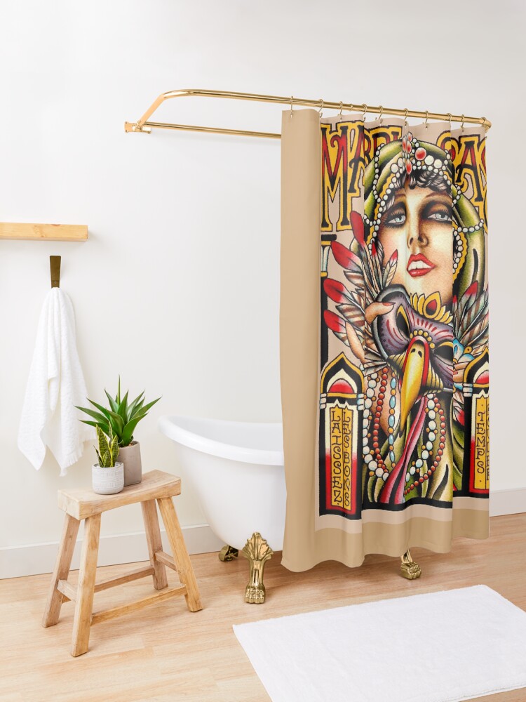 Alternate view of MARDI GRAS; Vintage New Orleans Art Deco Print Shower Curtain