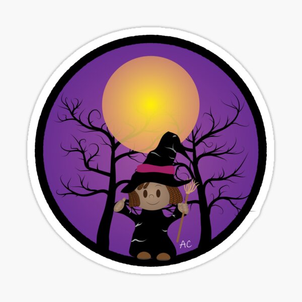 Kid in witch costume Sticker