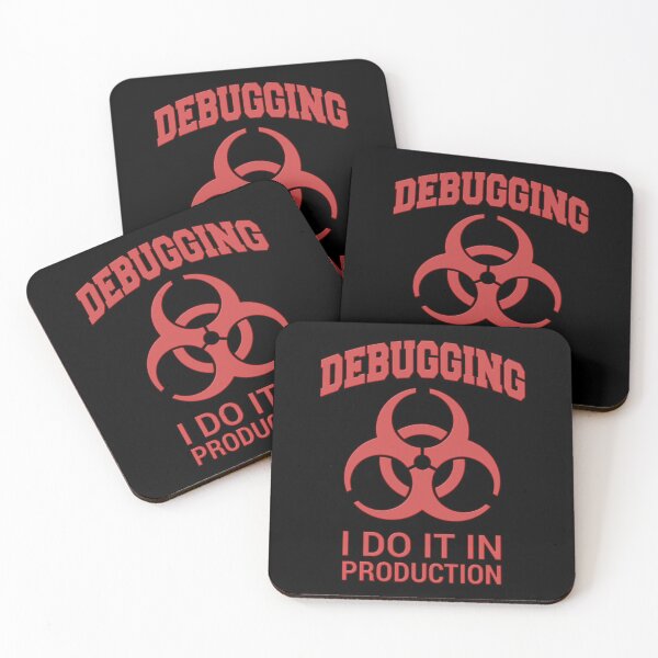 Item preview, DEBUGGING Lo hago en producción - Red Text Programmer Humor Design designed and sold by geeksta.