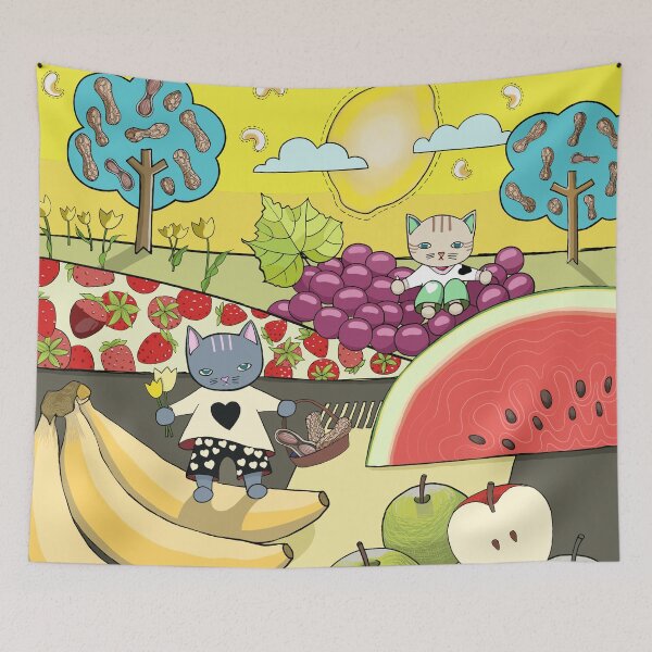Item preview, "Cats in the Land of Fruits and Nuts" designed and sold by StairiArt.