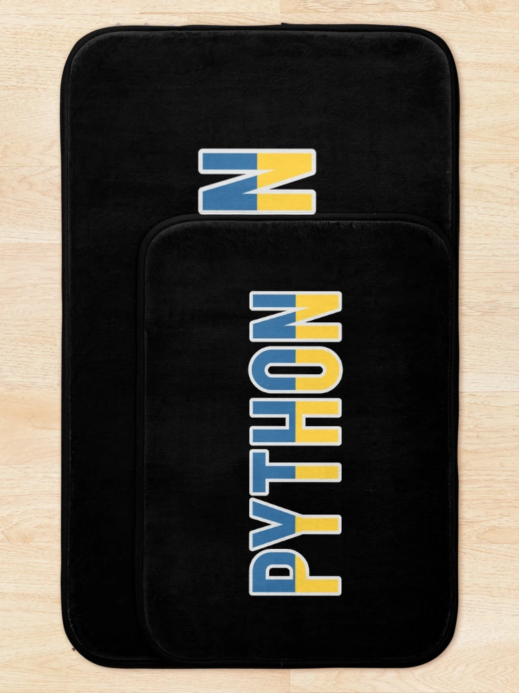 Thumbnail 5 of 6, Bath Mat, Python - Blue/Yellow Computer Programmer Design designed and sold by geeksta.