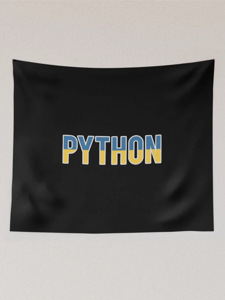 Thumbnail 2 of 3, Tapestry, Python - Blue/Yellow Computer Programmer Design designed and sold by geeksta.