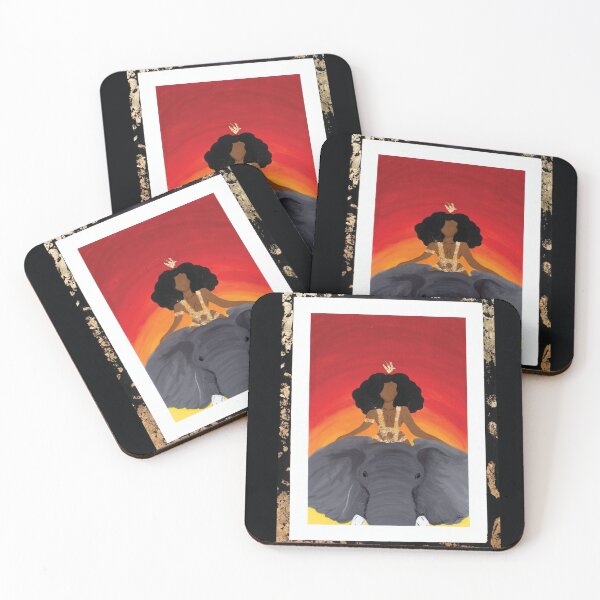 Queen Riding an Elephant Coasters (Set of 4)