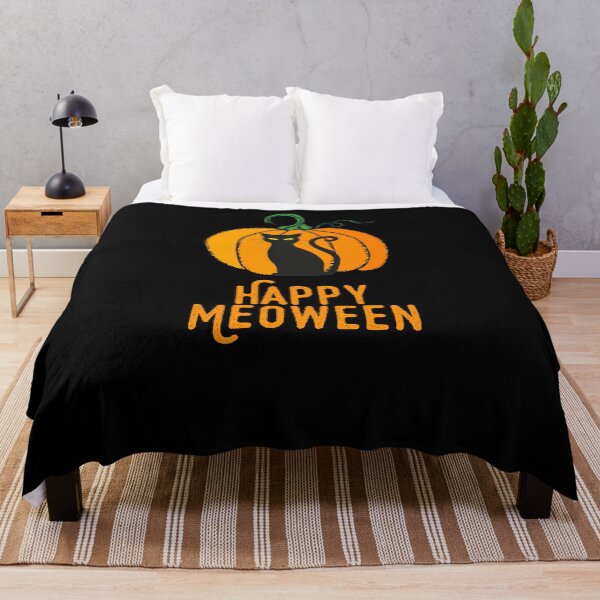 Item preview, Happy Meoween – Orange Text Halloween Pumpkin Cat  designed and sold by HighBrowDesigns.