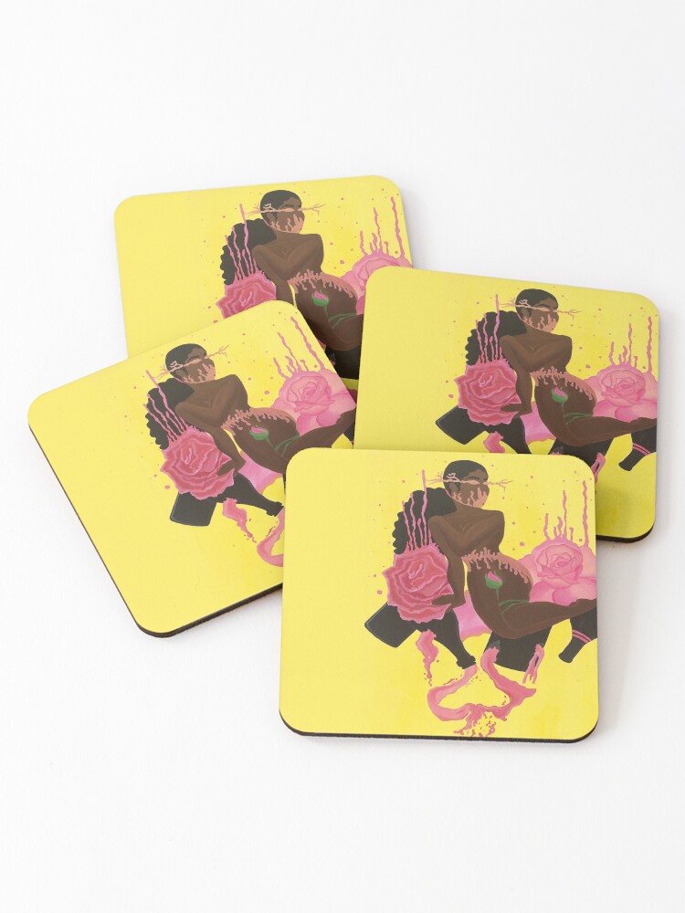 Thumbnail 1 of 5, Coasters (Set of 4), Rose designed and sold by bjoyousgraphics.