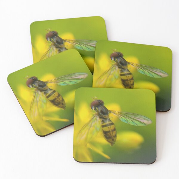 Item preview, Bee with iridescent wings on a yellow flower designed and sold by JanineEK.