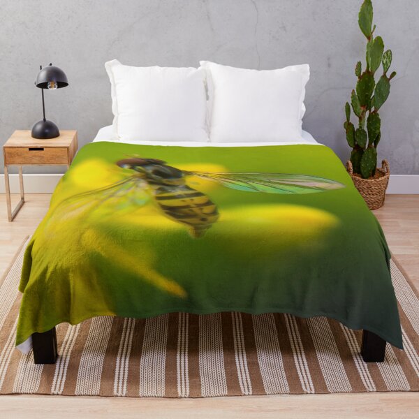Item preview, Bee with iridescent wings on a yellow flower designed and sold by JanineEK.